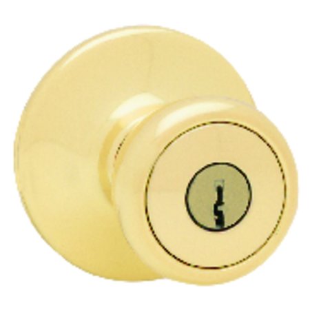 KWIKSET Tylo Polished Brass Entry Lockset 1-3/4 in. 94002-939